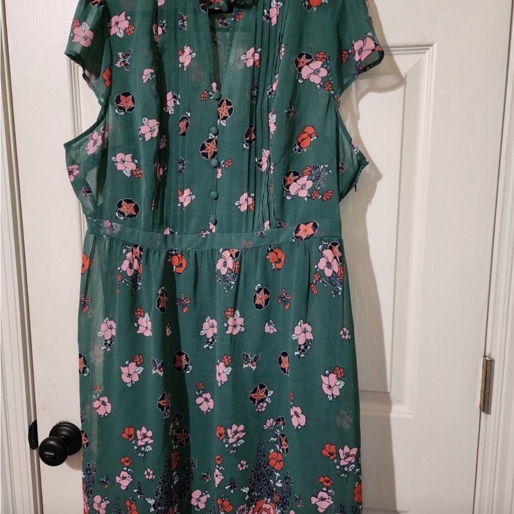 Modcloth Green Floral Dress